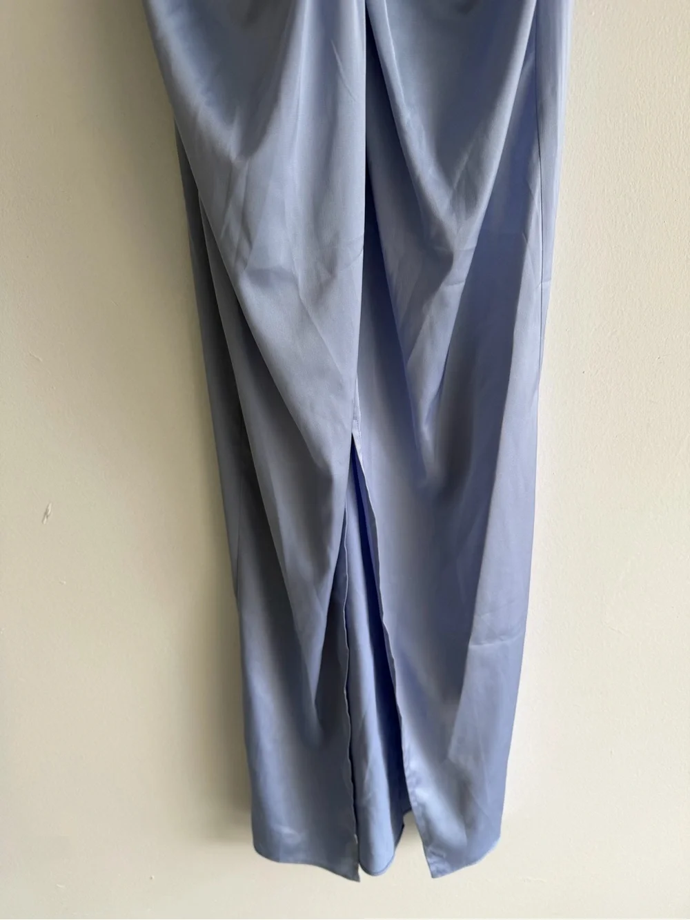 Abercrombie and Fitch Satin Blue Draped Twist-Front Maxi Dress XS 8515